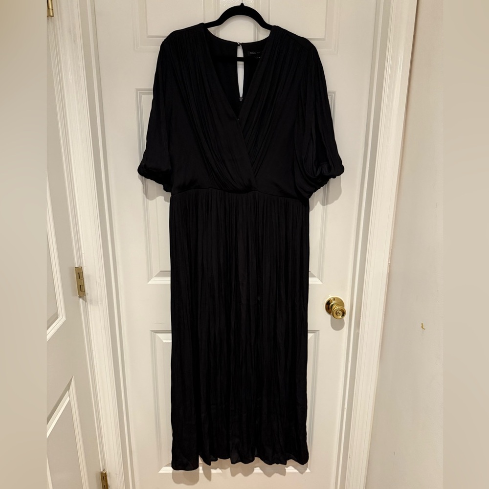 NWT Banana Republic Factory XXL Black Maxi Dress, Crossfront Open Sleeve